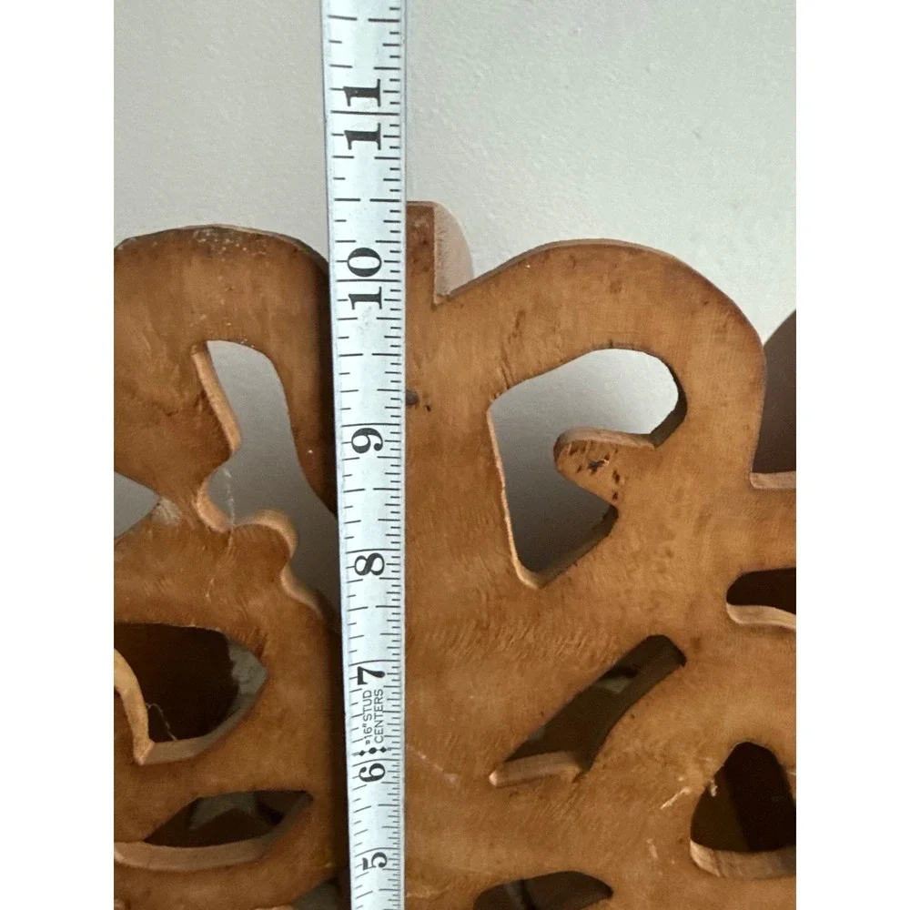 Vintage Handmade Wooden Corner Shelf Fretwork Scrollwork Wall Hanging 4 Tier